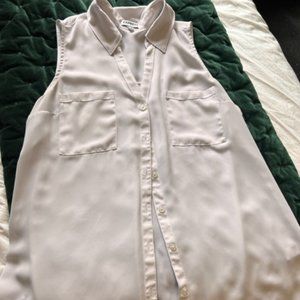 EXPRESS - White suiting blouse button up with front pockets - size L